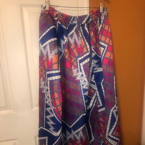 African print pocketed maxi skirt